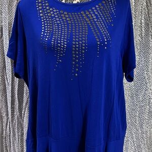 Avenue Royal Blue Top with Copper Accents